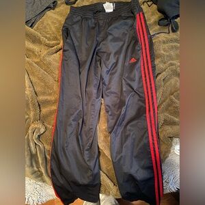 Adidas Black Joggers with Red Accents
